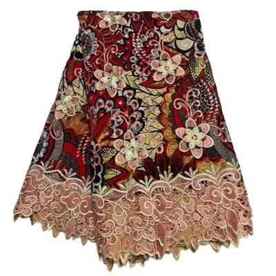 African Printed Wax Elegant Embroidered Lace Paj Rwb Khoom kim heev Fabrics