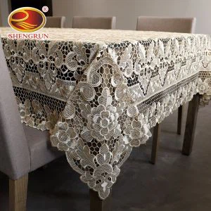 100% Polyester Tablecloth Nrog Cruciate Paj